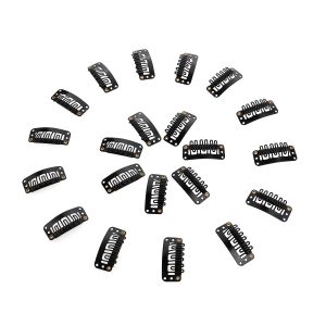 20 Black 6-tooth Rubber Snap-on Wigs With Rubber Styling Tools