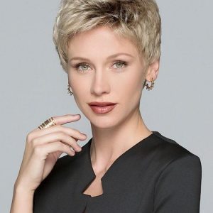 Women Short Curly Gray Synthetic Lace Front Wig Mono Crown