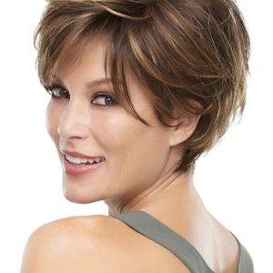 Short Straight Women Monofilament Synthetic Lace Front Wig Mono Top By Rooted