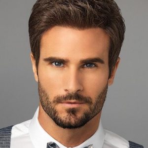 Men Short Style Hf Synthetic Lace Front Wig Mono Top Brunette