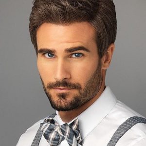 Men Short Style Hf Synthetic Lace Front Wig Mono Top Brunette