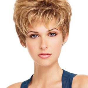Short Short Pixie Women's Blonde Synthetic Wig Basic Cap
