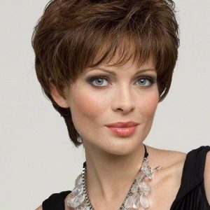 Short Women's Straight Human Hair/ Synthetic Wig Monofilament Hand-tied
