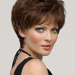 Short Women's Straight Human Hair/ Synthetic Wig Monofilament Hand-tied