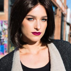 Mid-length Straight Women's Black Monofilament Synthetic Lace Front Wig