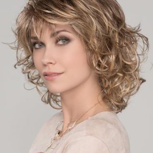 Mid-length Curly Women's Blonde Monofilament Brunette Synthetic Wig