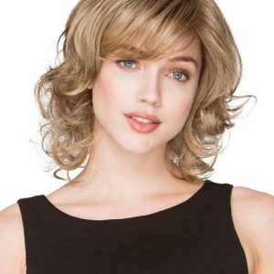 Mid-length Curly Women's Blonde Monofilament Brunette Synthetic Wig