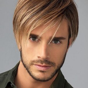 Men's Short Hf Monofilament Synthetic Lace Front Wig Mono Top