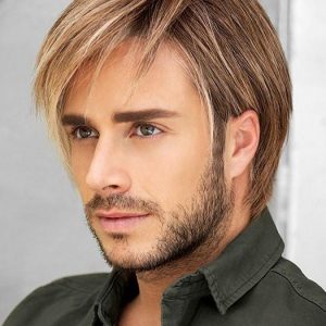 Men's Short Hf Monofilament Synthetic Lace Front Wig Mono Top