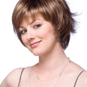 Short Straight Women's Monofilament Synthetic Wig Mono Top