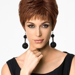 Short Straight Women's Pixie Synthetic Wig Basic Cap Brunette