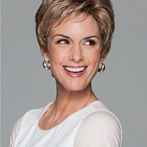 Women's Blonde Pixie Wavy Monofilament Synthetic Lace Front Wig
